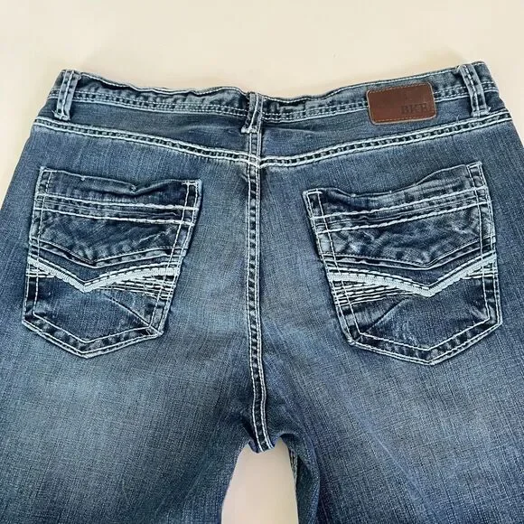 BKE Tyler Jeans Size 34R Men Straight Fit Distressed Medium Wash Blue Denim - Picture 6 of 7